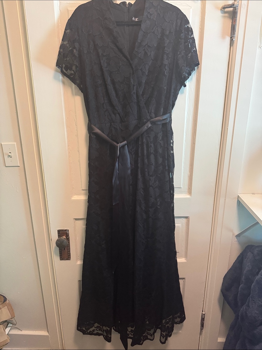 LF Black Lace formal Dress with Satin Tie